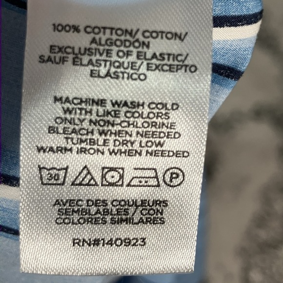 Loft Dress Womens Sz XLP Striped Poplin Smocked Bodice Midi Pocket Upstream Blue - Picture 8 of 9